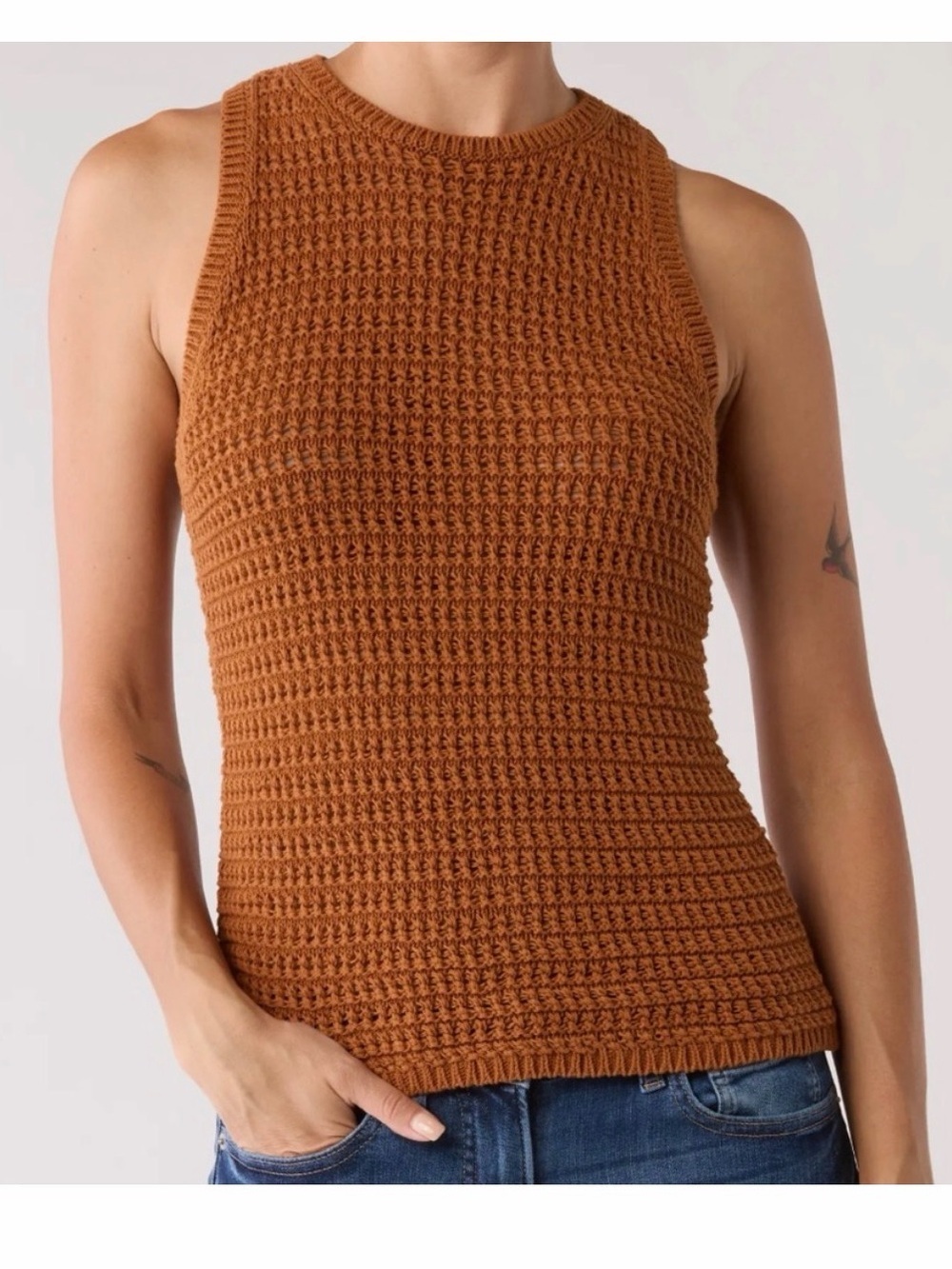 Madewell Open Stitch Crewneck Sweater Tank EUC size medium